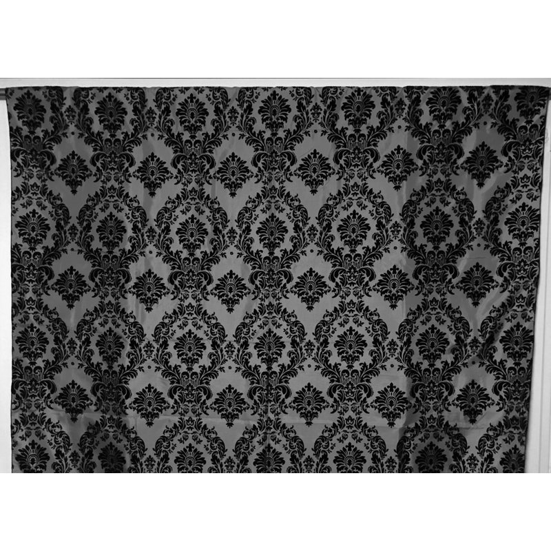 Amboy Semi Sheer Curtain Single Panel, 56" W x 108" L, Black/Silver