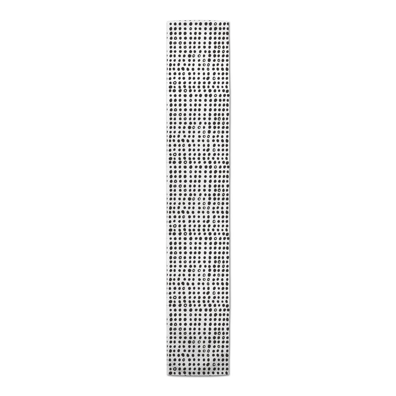 Devinn Polka Dots Table Runner, 90" x 16", Black