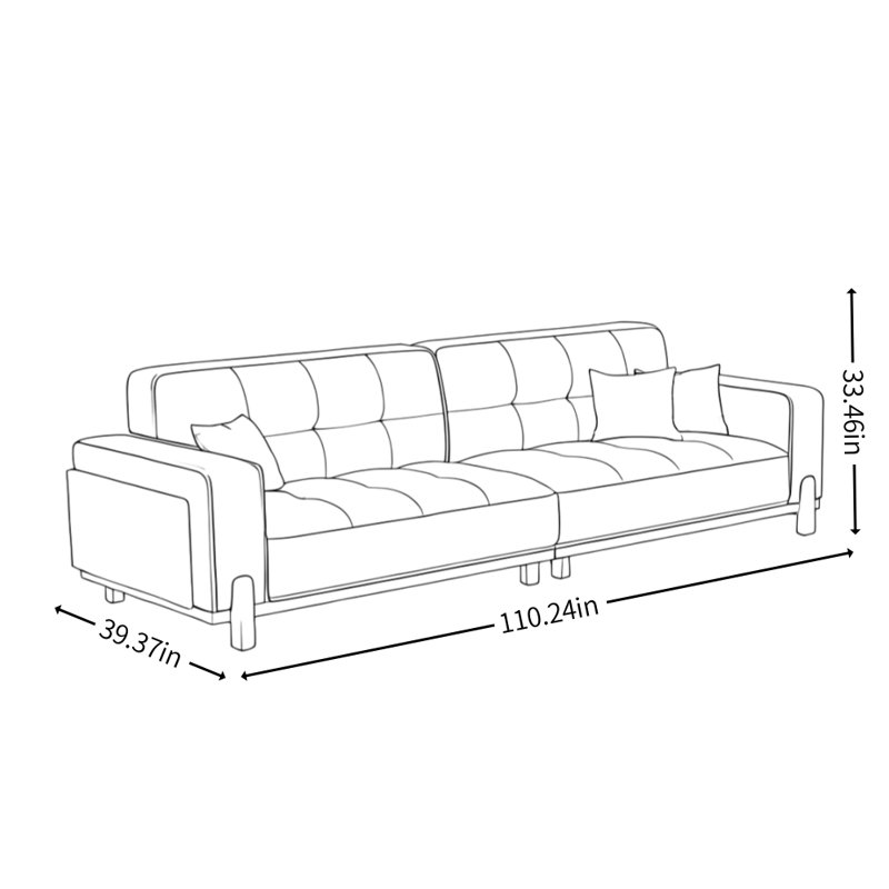 French Simple Fabric Solid Wood Sofa, Gray