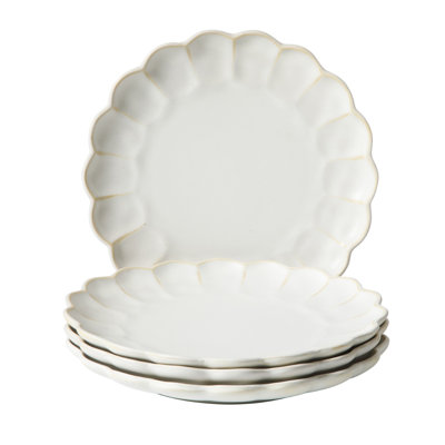 Bloomhouse - 2 Time Oprah's Favorite Things -  10.75 Inch Dinner Plates Set of 4 - Embossed Scallop Dish  Set