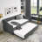 Daybed With Trundle Upholstered Tufted Sofa Bed, With Button On Back And Copper Nail On Waved Shape Arms-1979929905-1979929868