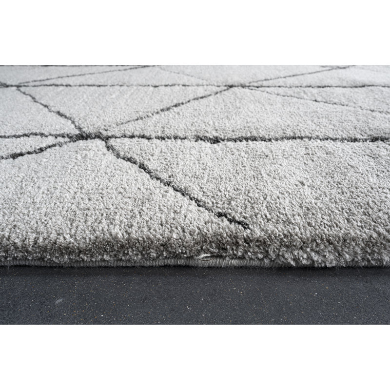 Tapis en polyester recyclé gris, champignon et gris anthracite Nube, Rectangle 7 pi 10 po x 10 pi