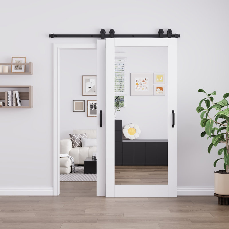 Porte de grange coulissante 80 po 1-Lite, 64 po x 80 po
