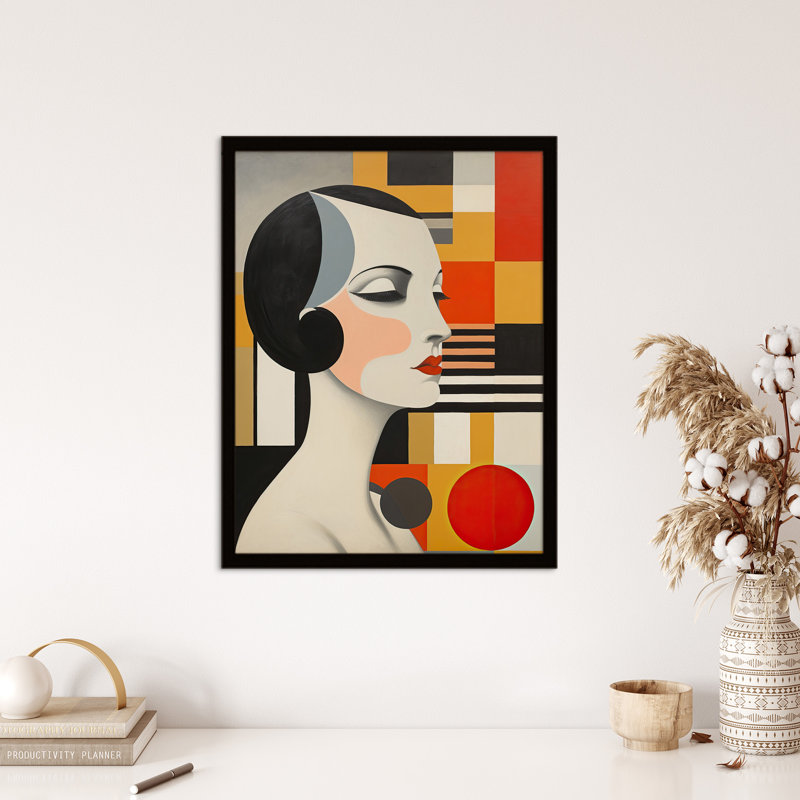 Vintage Bauhaus 1920s Portrait Painting Geometric Lady - Single Picture Frame Print