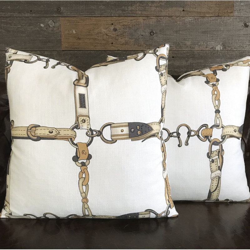 Equestrian Square Pillow Cover & Insert, Feathers, Lannister Amber