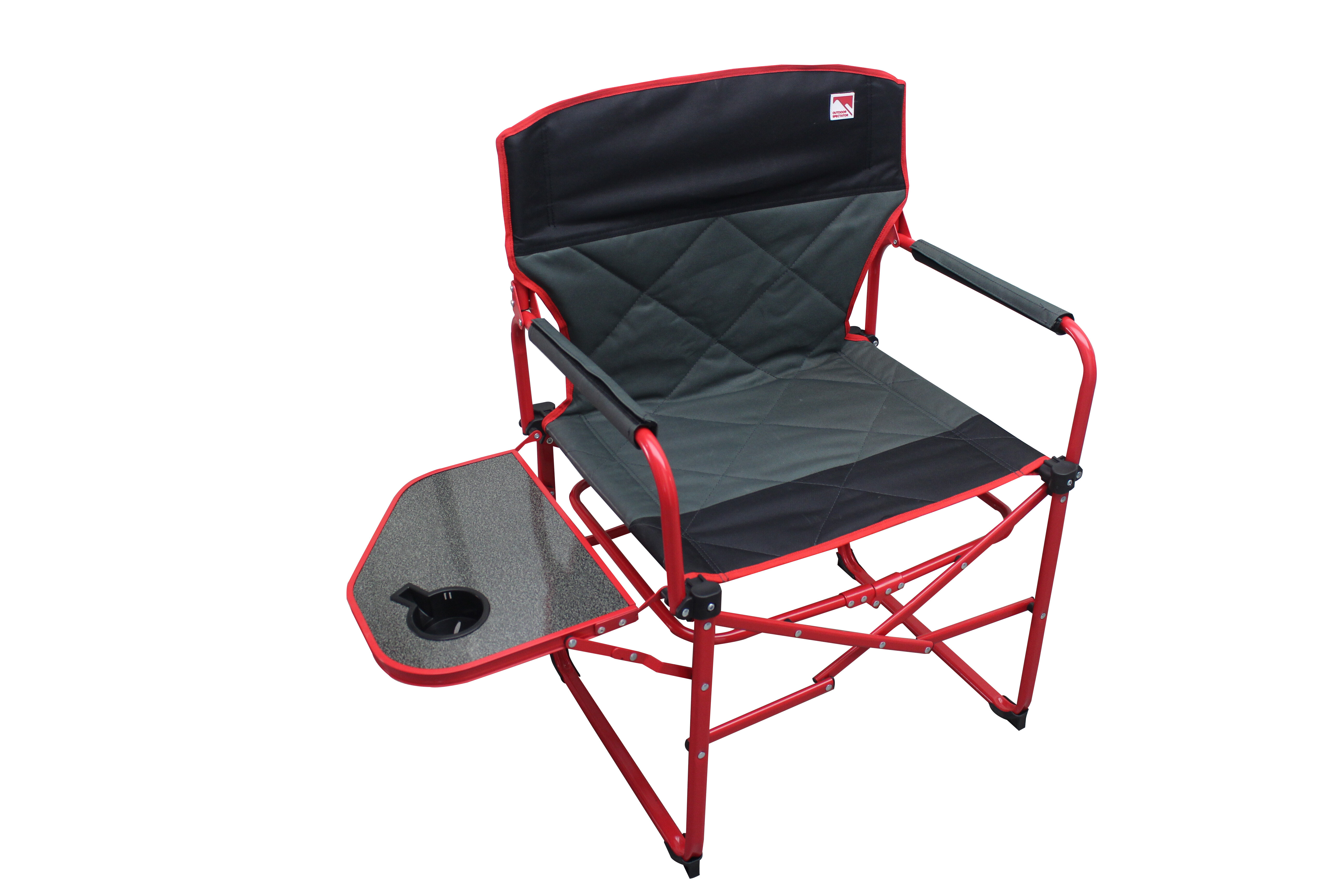 Kamp-Rite Portable Compact-Fold Director's Chair with Side Table & Cup  Holder for Camping, Tailgating, and Sports, 225 LB Capacity, Green/Black