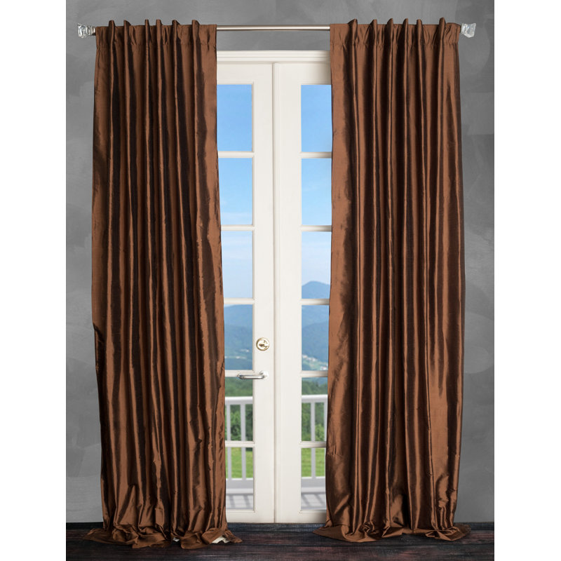 Silk Room Darkening Single Curtain Panel, 50" W x 108" L, Sepia