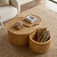 Table basse rétro en rotin 43,9 po avec fonction de rangement, pour salle à manger, cuisine et salon, naturel, ensemble de 2