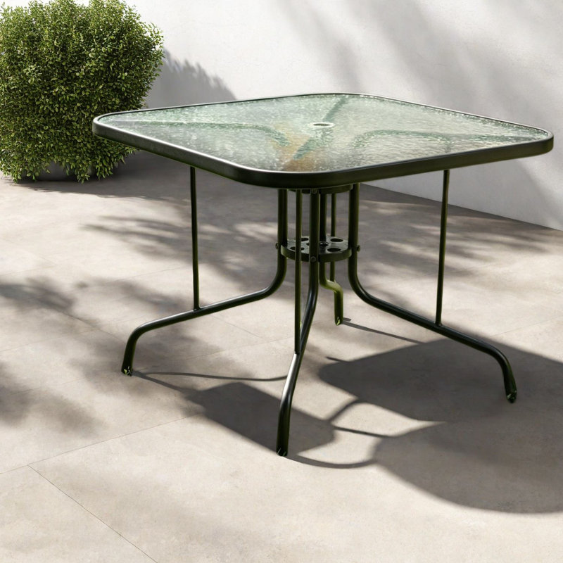 Tables de patio modernes, salle à manger en acier trempé de 35 pouces pour la cour arrière