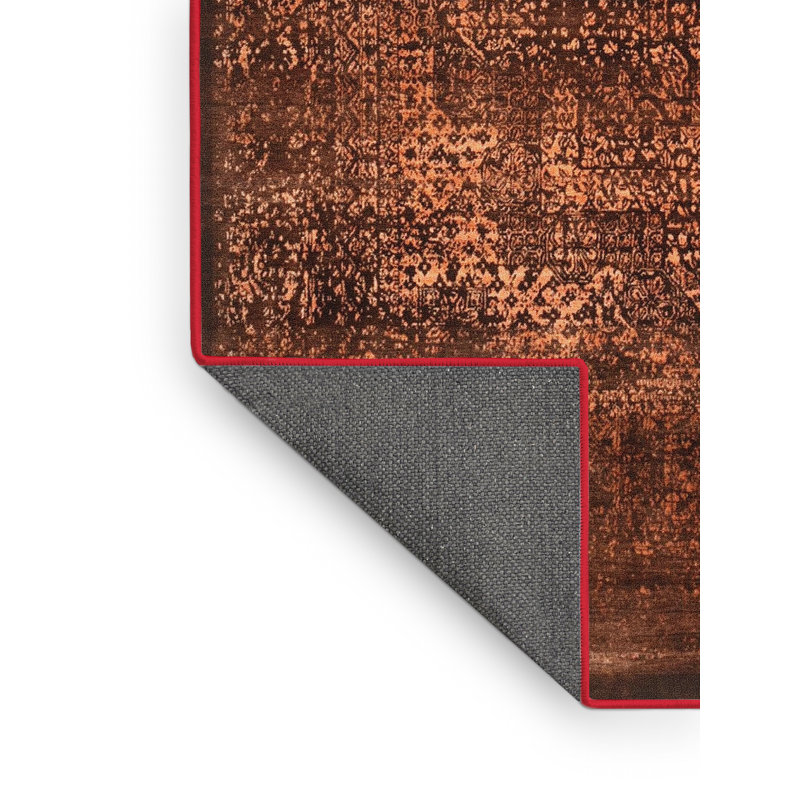 Tapis brun à motif oriental, Tapis de couloir 2 pi x 5 pi