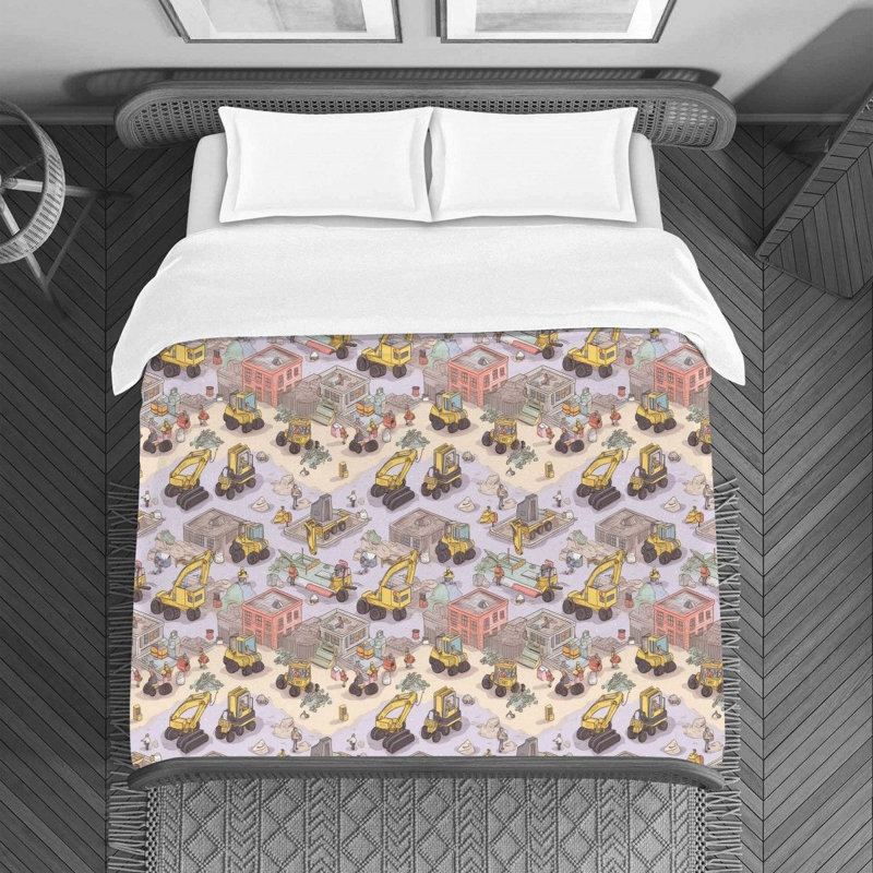 Construction Site Duvet Cover, King Duvet Cover