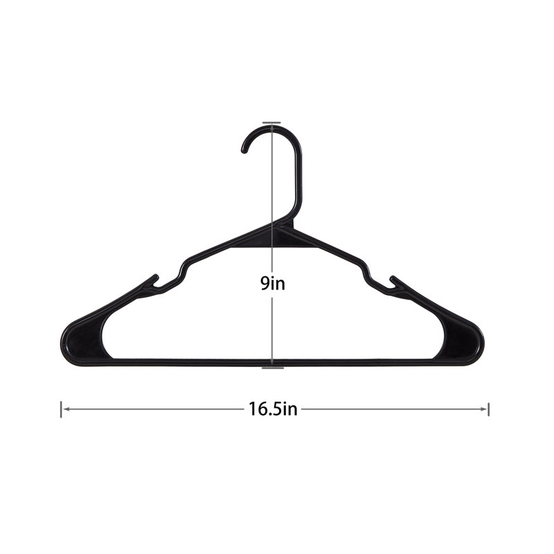 Cintre standard en plastique antidérapant Malieya, Noir