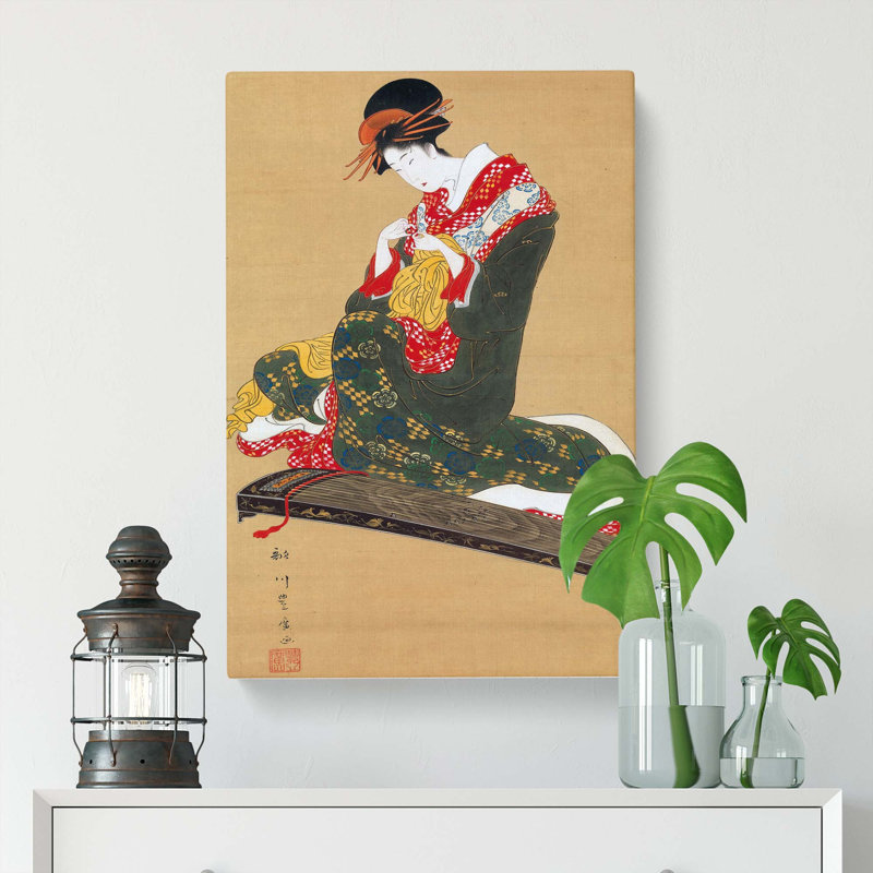 Woman Preparing To Play The Koto by Utagawa Toyohiro - Wrapped Canvas, 60cm H x 40cm W x 3cm D
