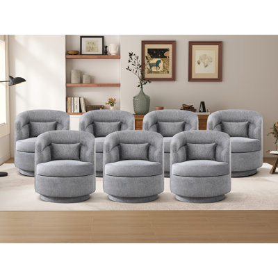 29" Wide Modern Super Soft Swivel Barrel Chair With Pillow