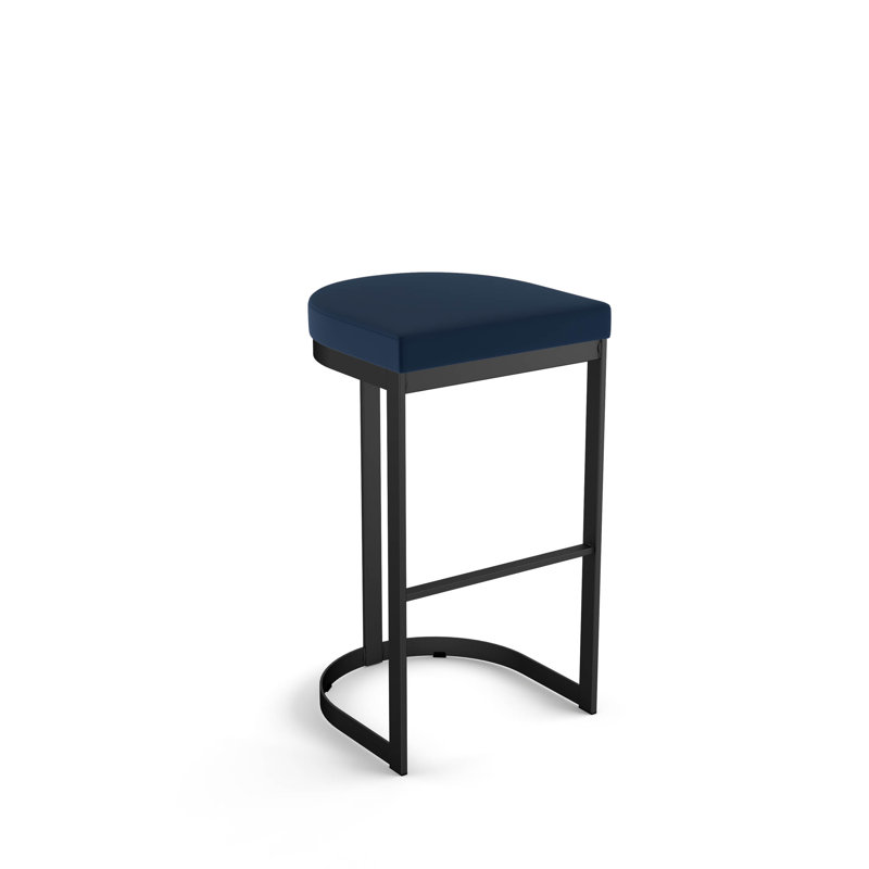Tabouret de bar et de comptoir sans dossier Karmen, Noir, Bleu, Tabouret de comptoir (siège d'une hauteur de 26 p