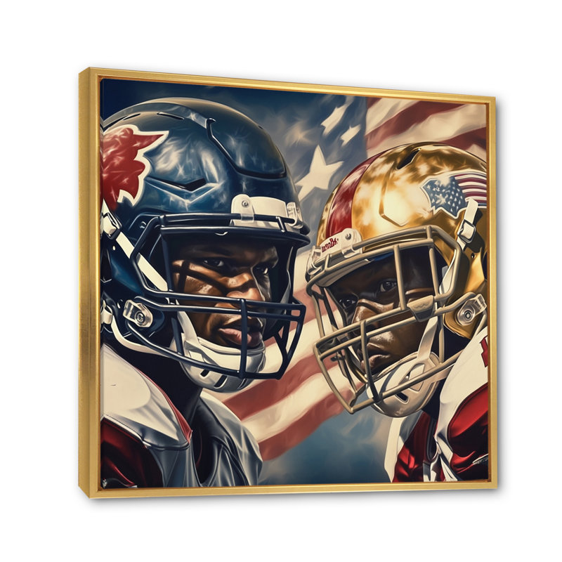 «Football Day Glory In USA I», reproduction sur toile, H 16 po x l 16 po x P 1 po, Cadre flottant doré