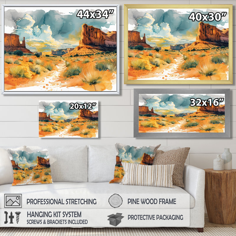Marthella - Canyon, art mural sur toile, Toile avec cadre flottant noir, H 12 po x l 20 po x P 1 po