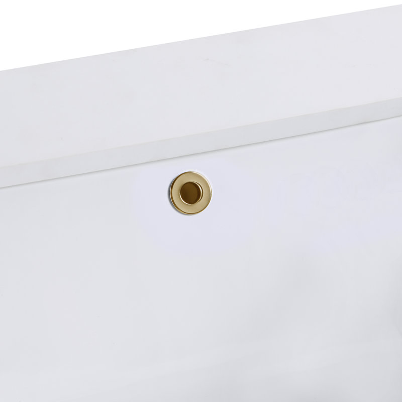 Terra 60'' W Double Vanity, Walnut, White Quartz/Single Faucet Mount, Satin Brass