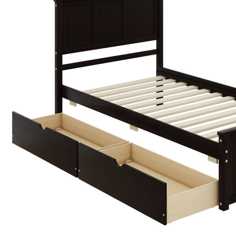 Lit plateforme avec rangement Tarrel, Espresso