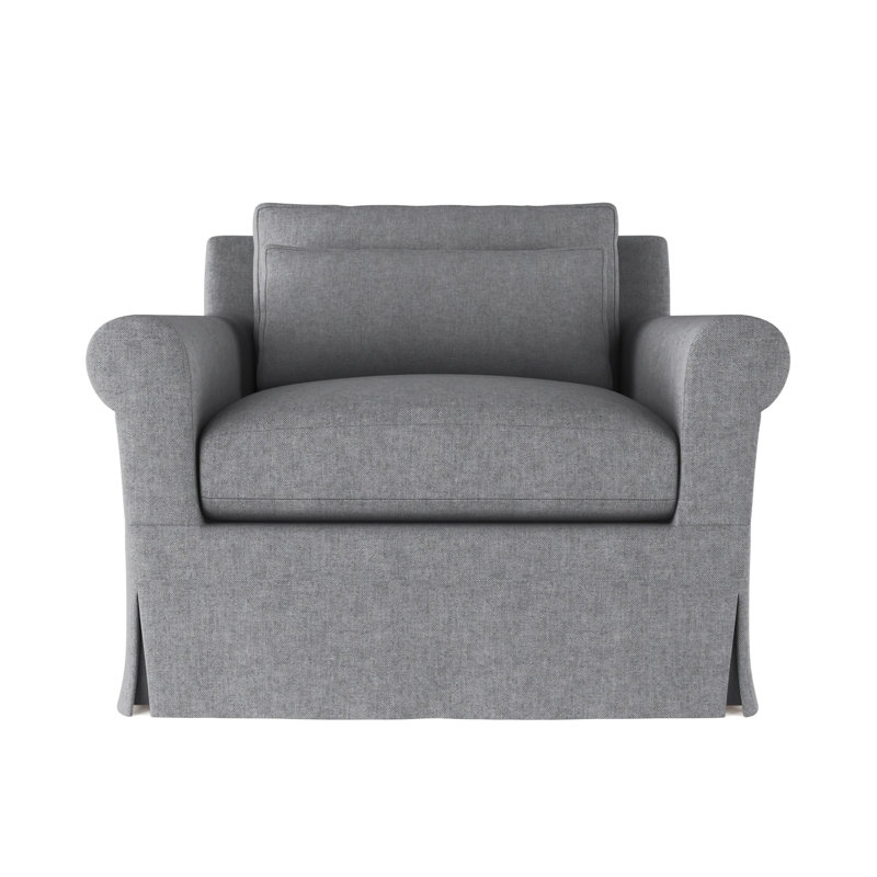 Transitional Chair, 34" H x 40" W x 42" D, Plush Velvet Pumice, Natural