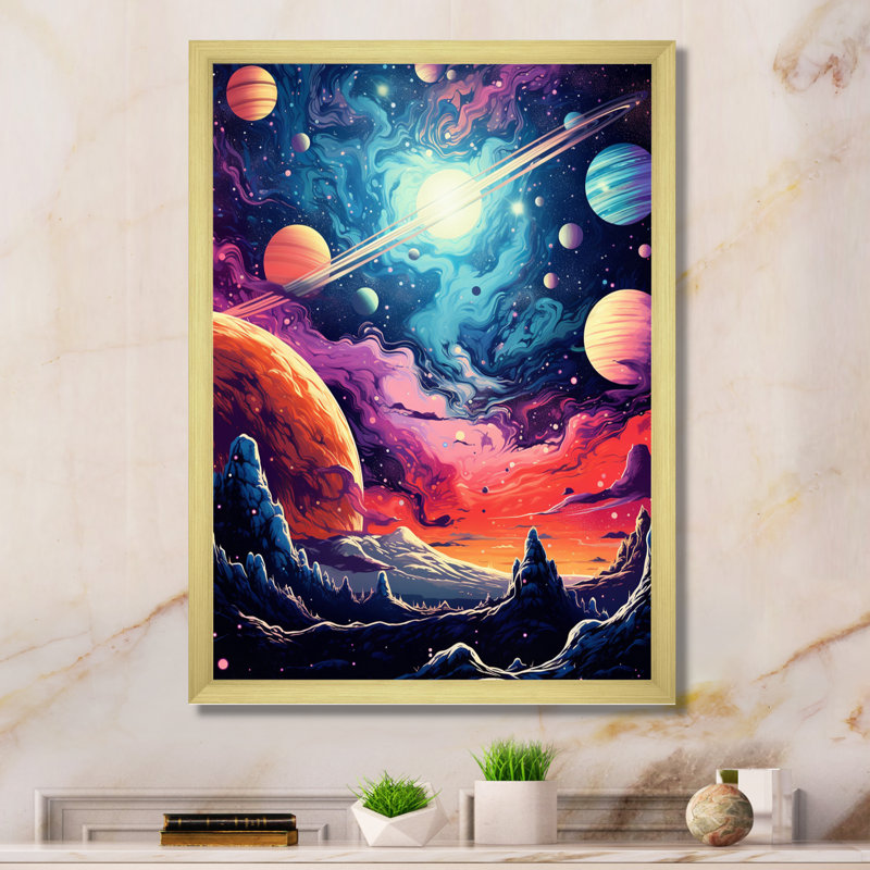 Bright Star in Distant Galaxy sur toile, H 32 po x l 16 po x P 1 po, Cadre doré à une seule photo