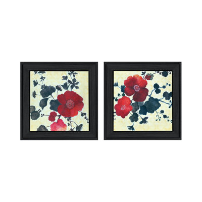"Japanese Blossoms I" Framed Wall Art for Living Room, Wall Art Print for Home Decor, Bedroom Wall Art by JG Studio 2 - Pieces
