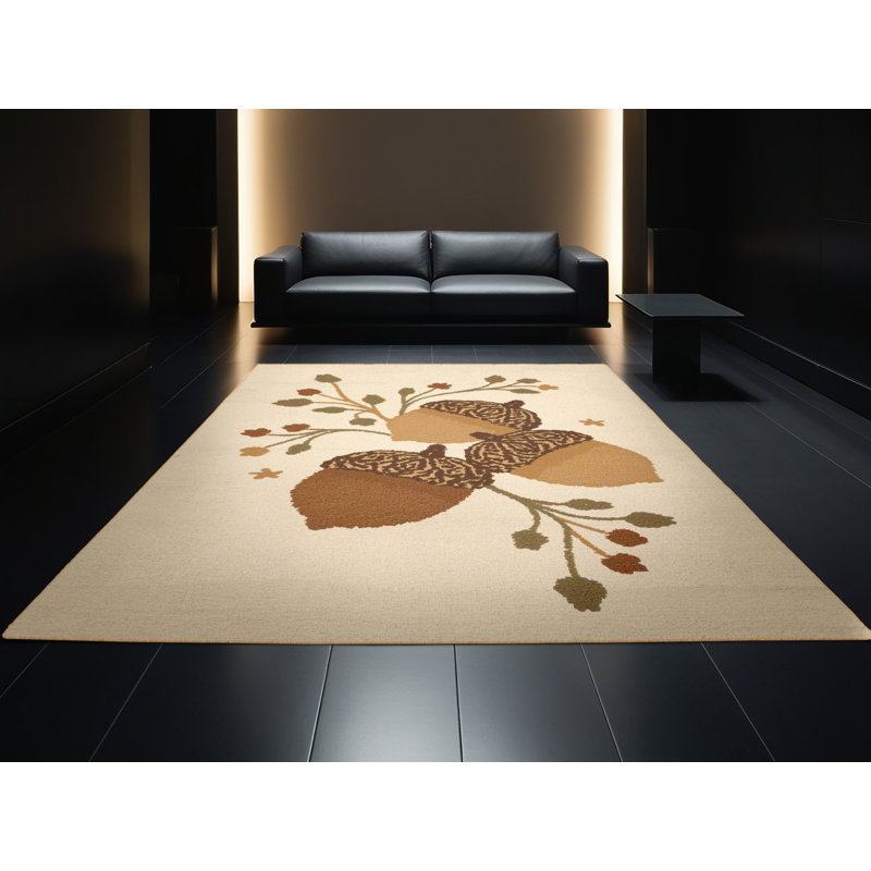 Tapis moelleux et moelleux à motif abstrait moderne et contemporain beige Faye - reliure brun clair, 7 x 9