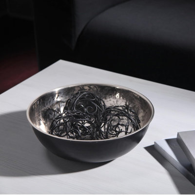 Bol décoratif en métal nickelé et finition noire Hosley, 10,25 po de diamètre - parfait pour le pot-pourri, les bougies à DEL, les mariages, les centres de table, les événements et la décoration intérieure
