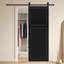 Porte de grange coulissante moderne en panneau de fibres à densité moyenne noyer noir 80 po x 28 po avec quincaillerie-136141162