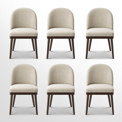 Wide Upholstered Solid Wood Dining Chairs