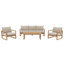 Ensemble de patio extérieur en bois massif 4 pièces