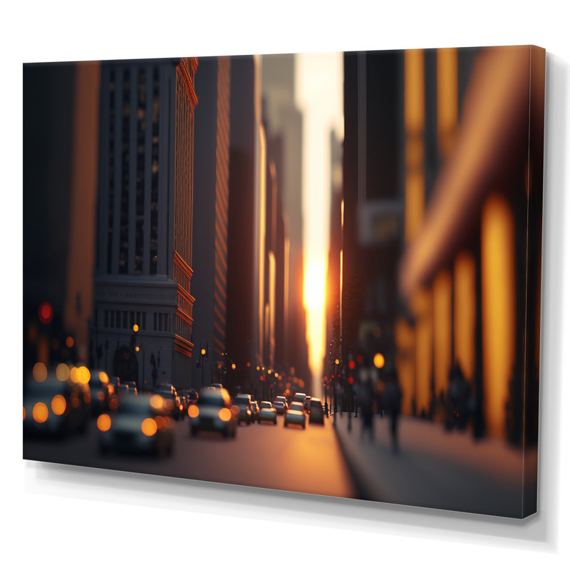 «Maquette Sunset Through Manhattan Skyscrapers III», reproduction sur toile, H 34 po x l 44 po x P 1,5 po, Toile tendue