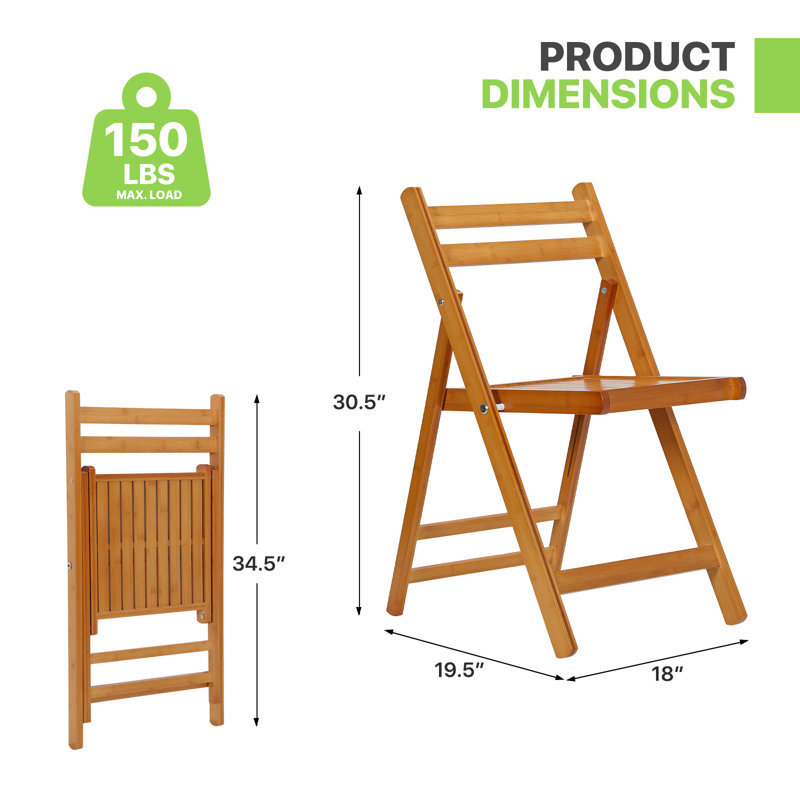 Chaises de bistro pliantes Rayetta avec dossier en bois pour l'intérieur et l'extérieur, Teck