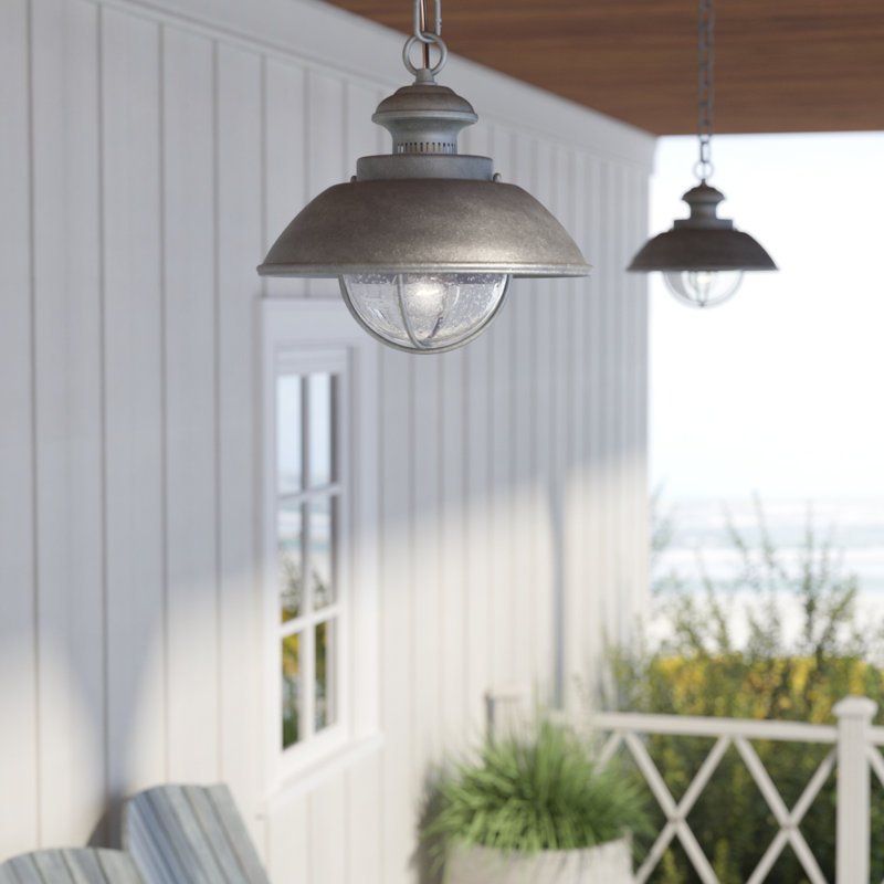 Luminaire suspendu d'extérieur à une lumière H 10,75 po Emst, gris