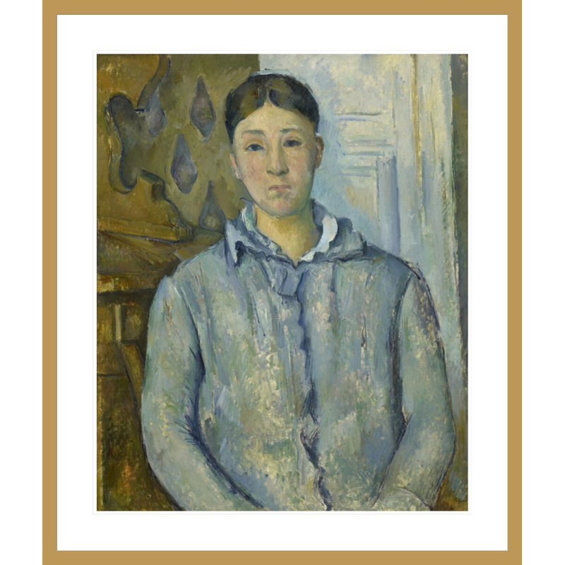«Madame Cezanne in Blue» par Paul Cézanne, impression giclée encadrée, H 39,48 po x l 33,5 po