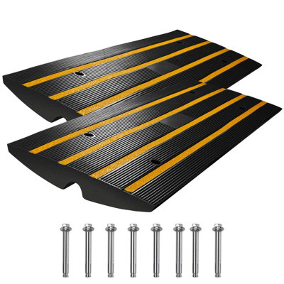 Paquet de 2 rampes en caoutchouc robustes - capacité de 33,069 lb, hauteur de 2,6 po avec rainure de câble et surface antidérapante