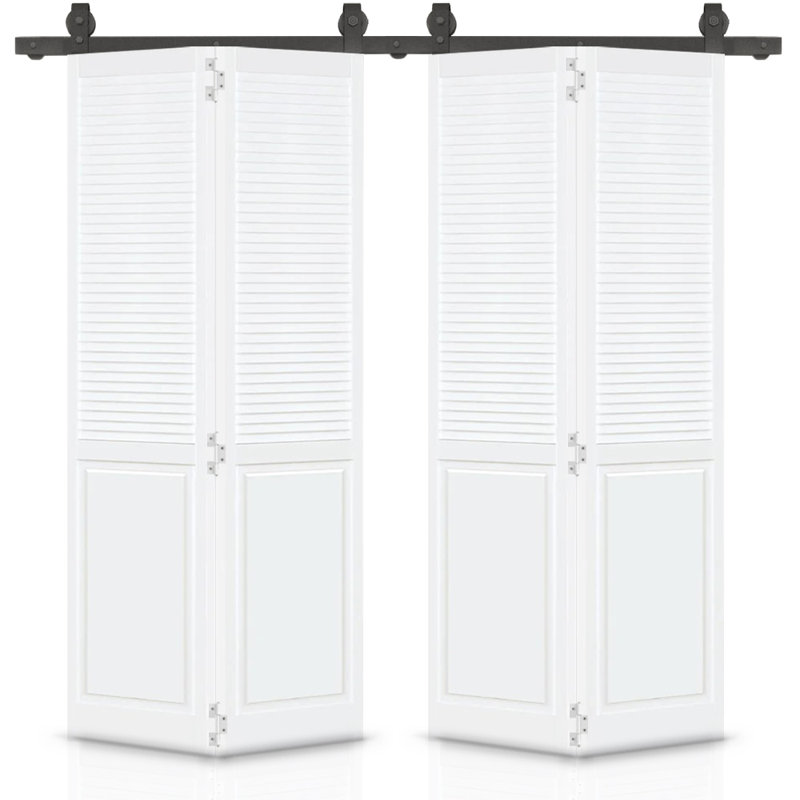 80'' Solid Wood Louvered Bi-Fold Door, 48" x 80"