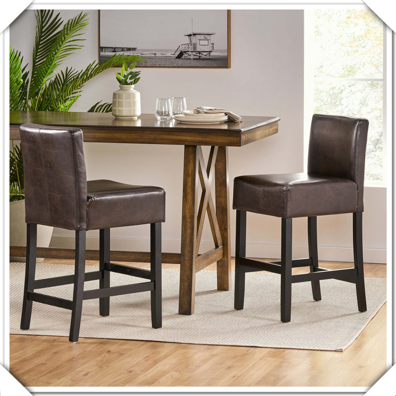 Ensemble de 2 tabourets de bar à hauteur de comptoir en cuir reconstitué Pratique, polyvalent et durable