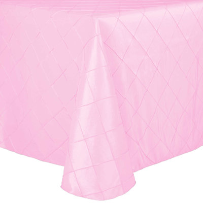 Ultimate Textile - Embroidered Pintuck Taffeta Square Tablecloth With Rounded Corners Bubble Gum Pink