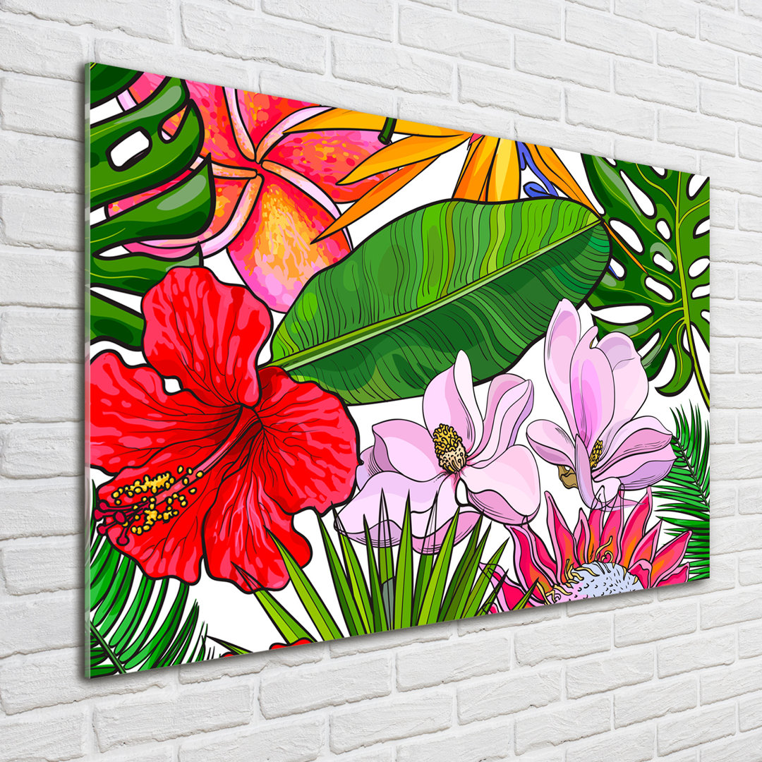 Glasbild Hawaiianische Blumen