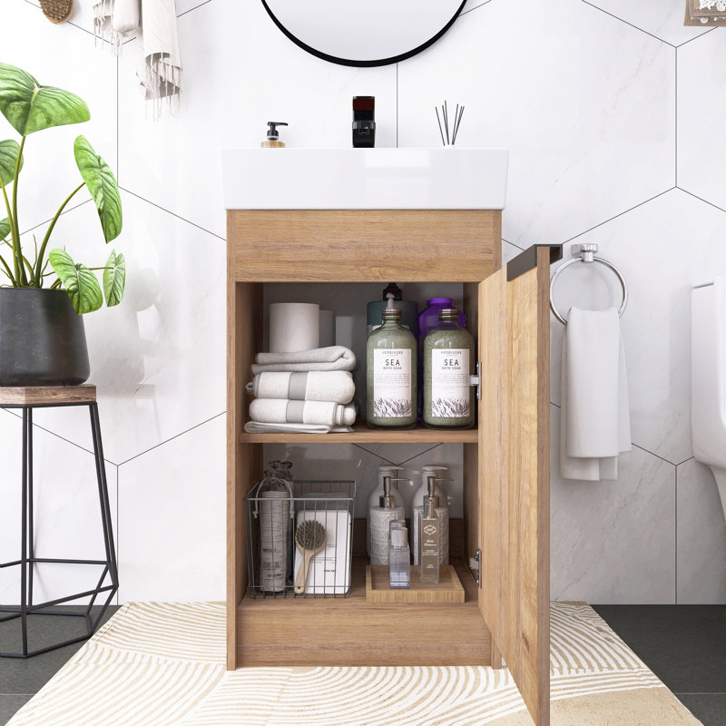 Meuble-lavabo autoportant 18 po avec lavabo intégré en céramique 18 po