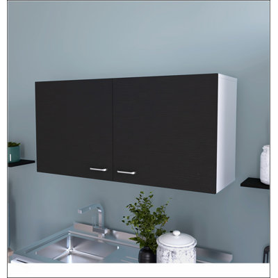 Armoire murale 2 portes carbone espresso rectangulaire, rangement élégant et fonctionnel pour les maisons modernes, conception peu encombrante