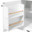 Îlot de cuisine blanc de 54,9 po avec porte en verre transparent, 4 rangements internes, tablettes réglables et roulettes dissimulées pour portes de grange de salle à manger, station de recharge intégrée, espace de travail à abattants