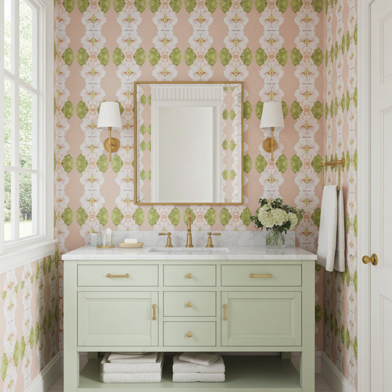 Flowering Dogwoods Luxury Wallpaper, Fernwood Green