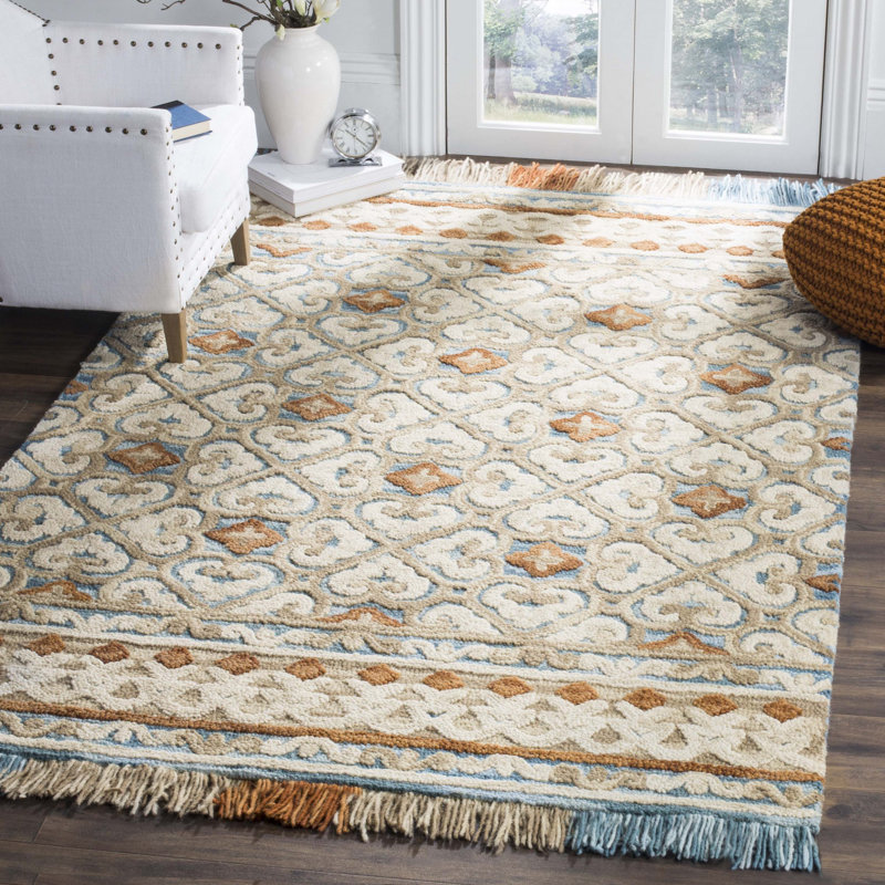 Jahiem Handmade Tufted Wool/Cotton Ivory Area Rug, Rectangle 5' x 8'