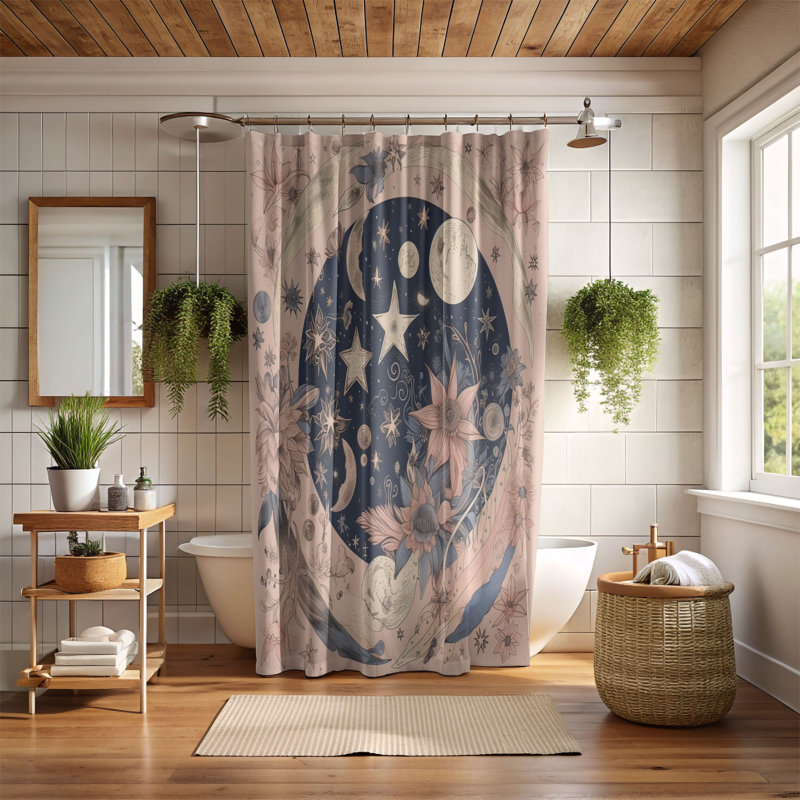 Rideau de douche standard 1 pièce Dreamy Circle, H 74 po x l 40 po