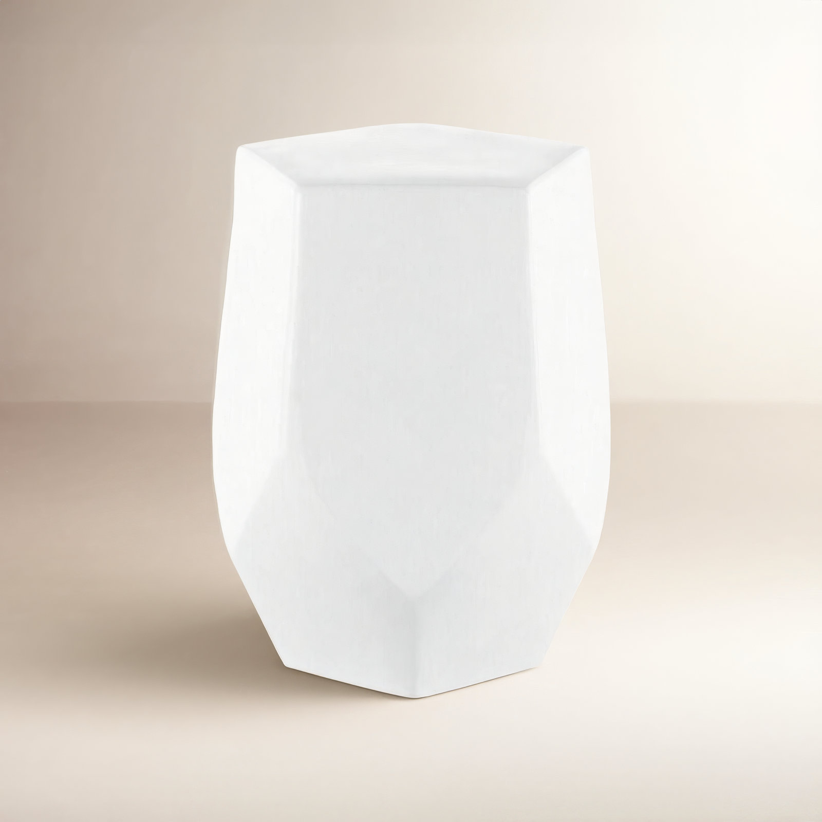 Pryce Ceramic Accent Stool, White