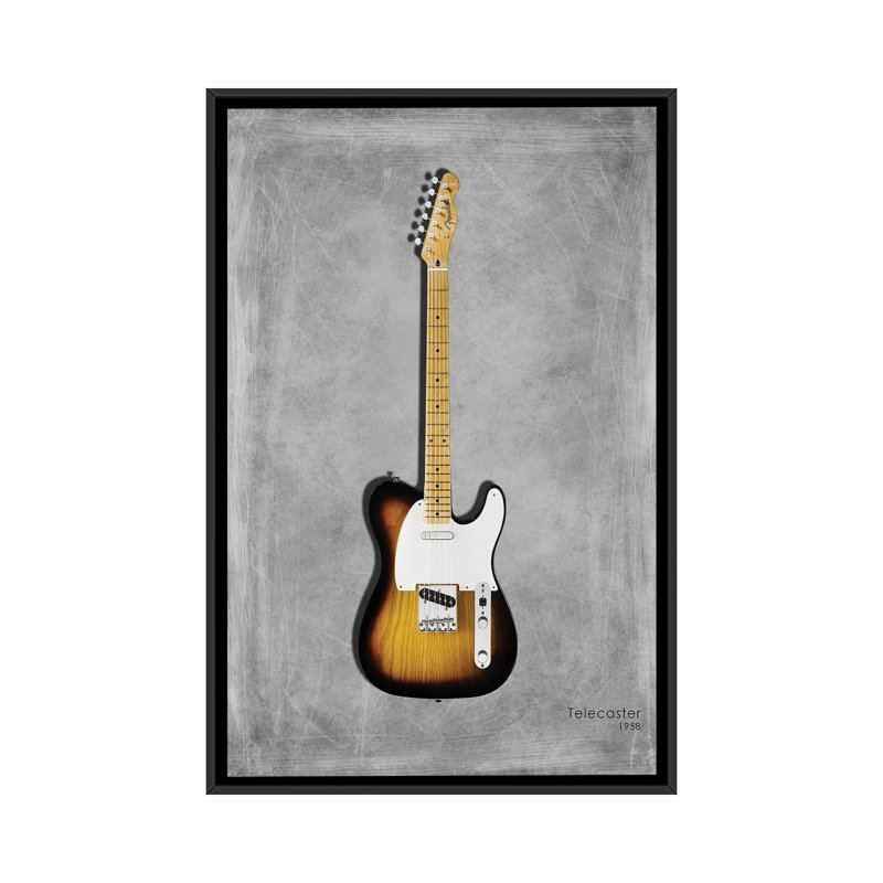 « garde-boue telecaster 58 », impression sur toile tendue, H 26 po x l 18 po x P 1,5 po, Toile avec cadre noir, Pas de tapis
