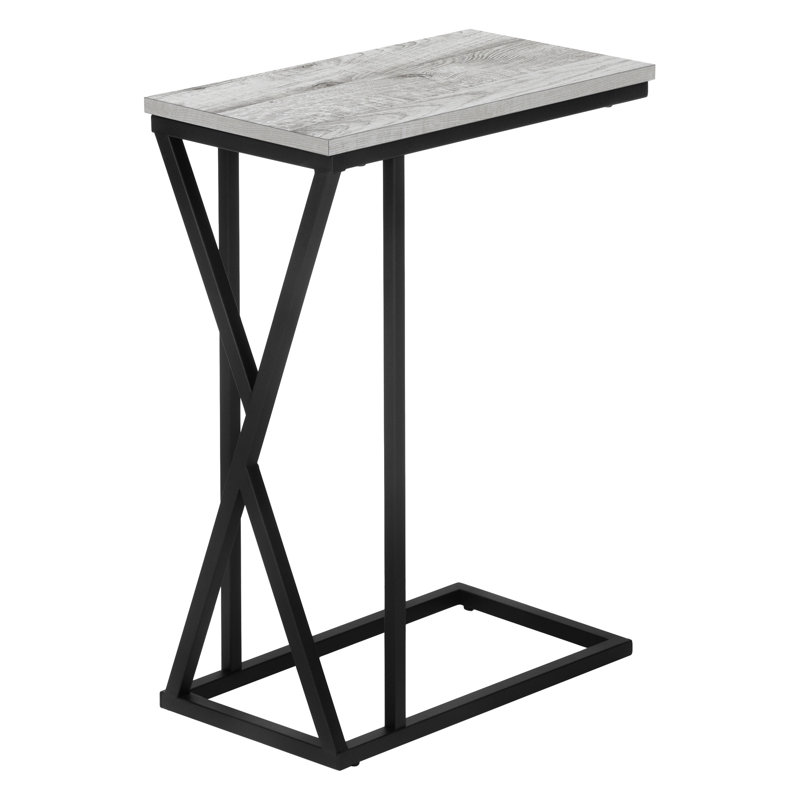 End Table For Bedroom And Living Room, Grey Wood-Look Laminate Black Metal Construction, 9.95 In. L X 18.25 W 25.76 H Room Bedroom, Metal, Easy To Move, 9.95"L 18.25"W 25.76"H