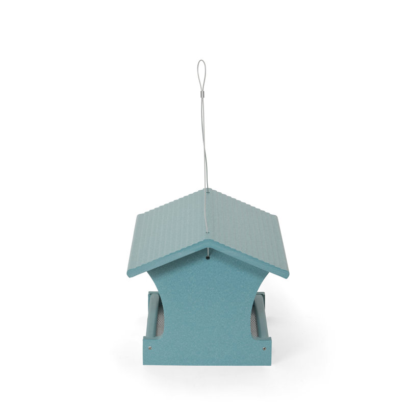 Lake Blue Hanging Plastic Hopper Bird Feeder